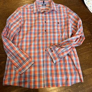 Made by Cam Newton long sleeve orange and blue plaid size Xl